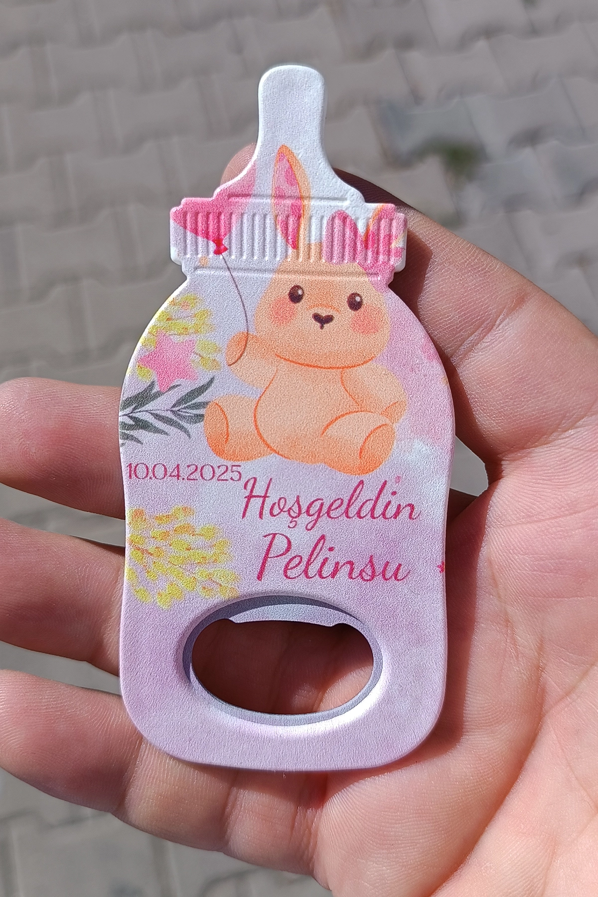 Biberon Magneti + Pembe Tavşan