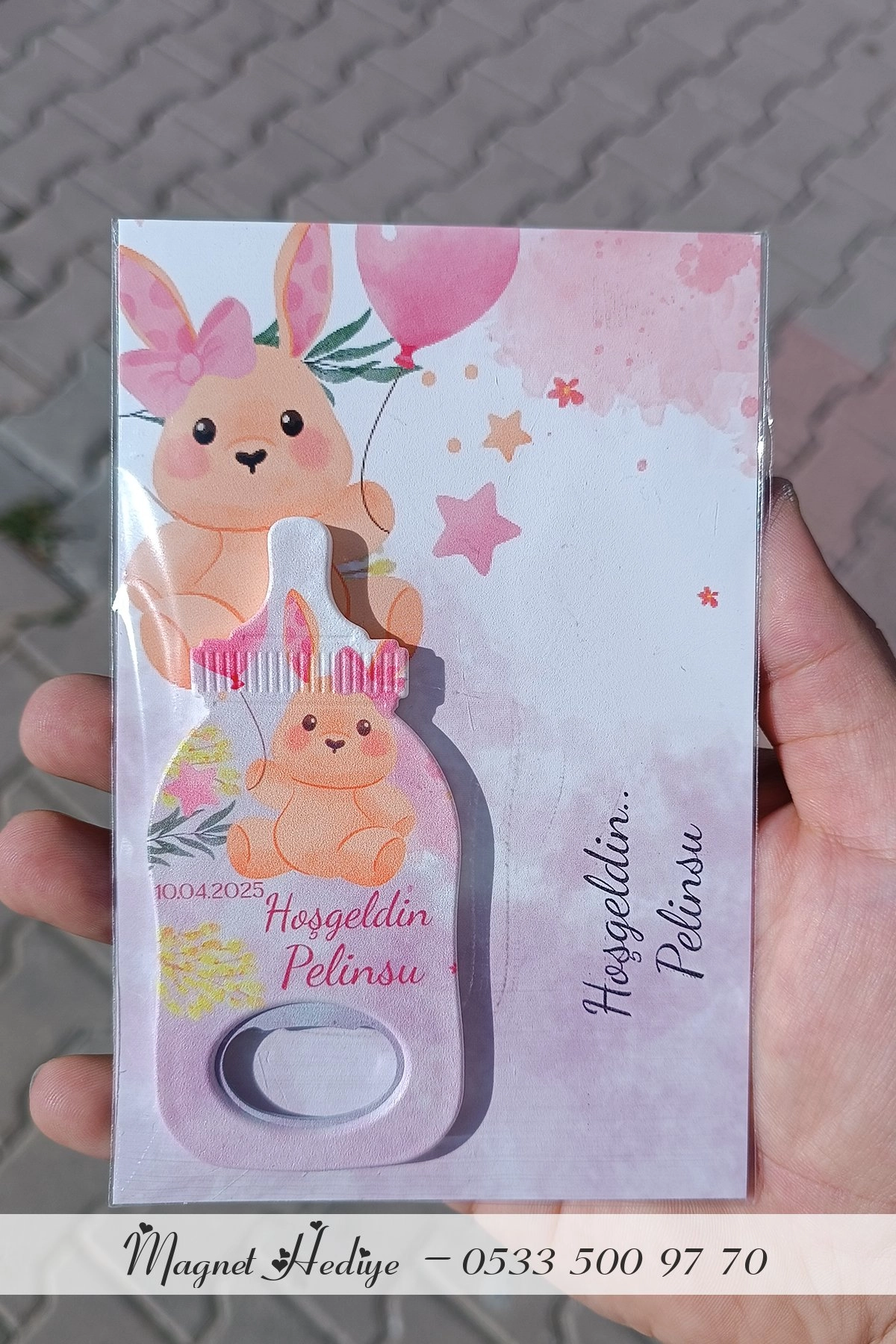 Biberon Magneti + Pembe Tavşan